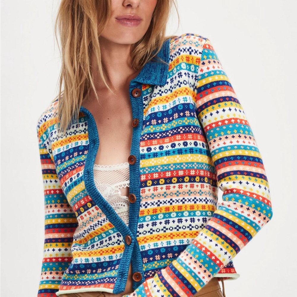 NWT Free People Oak & Pine striped cardigan sweater